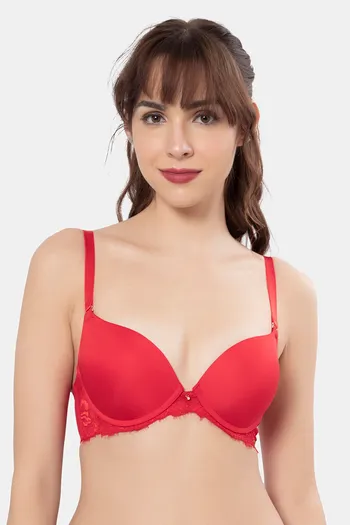 Buy Amante Padded Wired Low Coverage Push-Up Bra - Spanish Red
